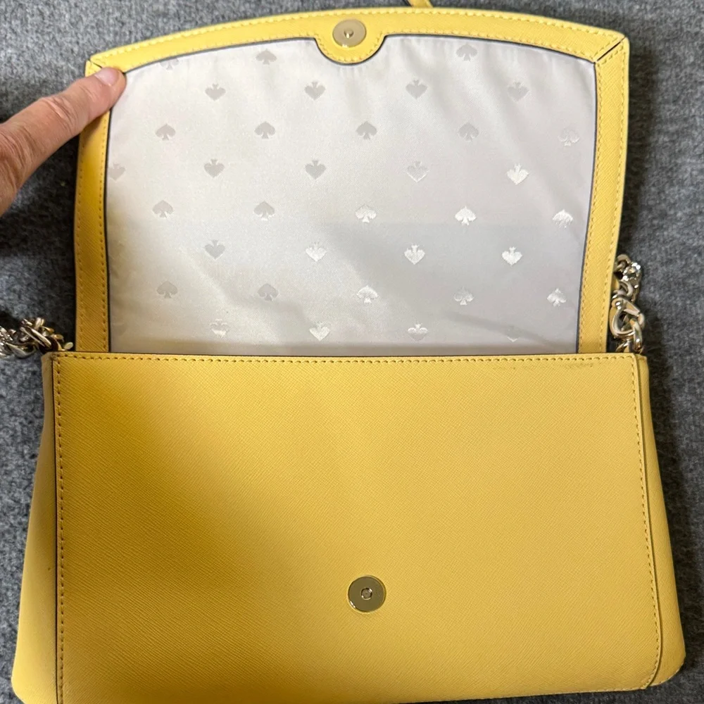 Kate Spade New York‎ Yellow Saffiano Leather Crossbody Bag with Chain Strap